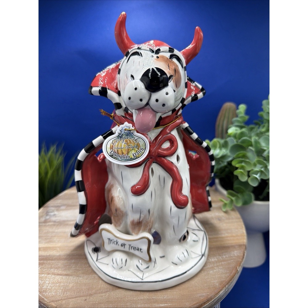 NWT 2010 Blue Sky DEVIL DOG Halloween Tealight Candle Holder HEATHER GOLDMINE
